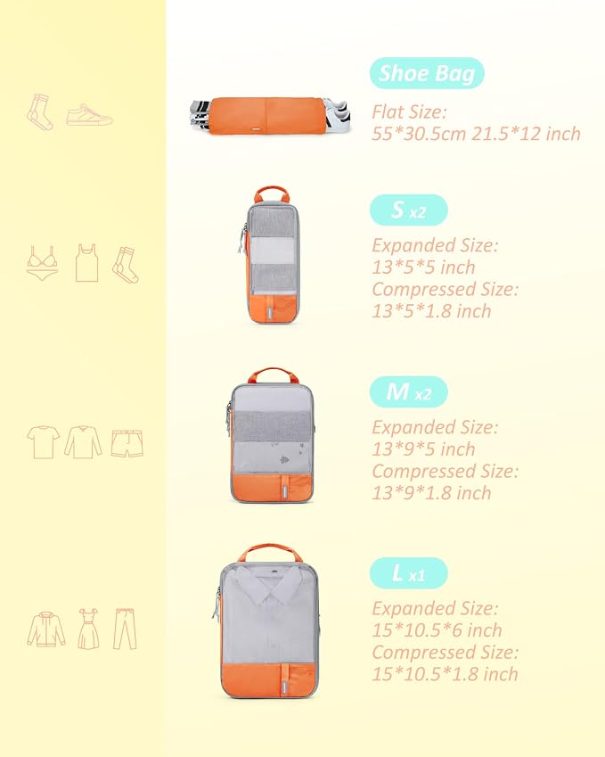 BAGSMART Compression Packing Cubes for Travel Essentials | 14 Set /6 Set /4 Set/2 Set, Lightweight, Durable - Image 2