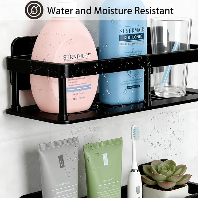 2pc Wall Mounted Floating Shelf, Detachable Storage Rack,No Drill Shelves for Wall,Floating Shelves Damage-Free Expand Walls Space for Living Room Kitchen Bathroom (4, Black) - Image 4