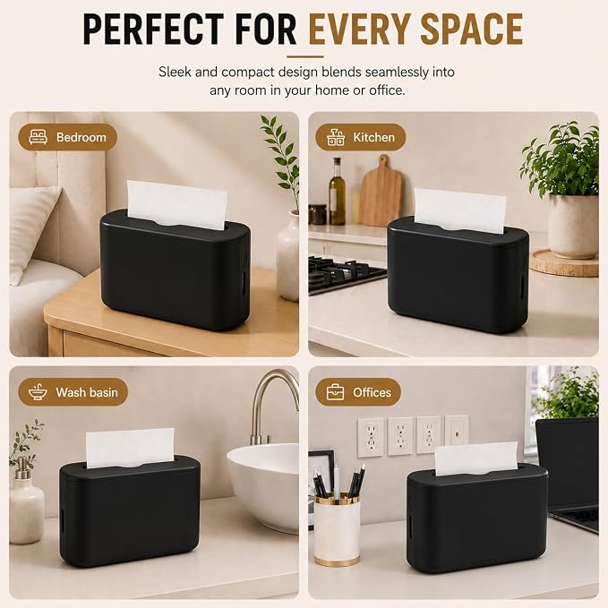 Multifold Paper Towel Dispenser Countertop, Hand Towel Dispenser for Bedroom, Bathroom, Kitchen, Toilet (Black) - Image 7