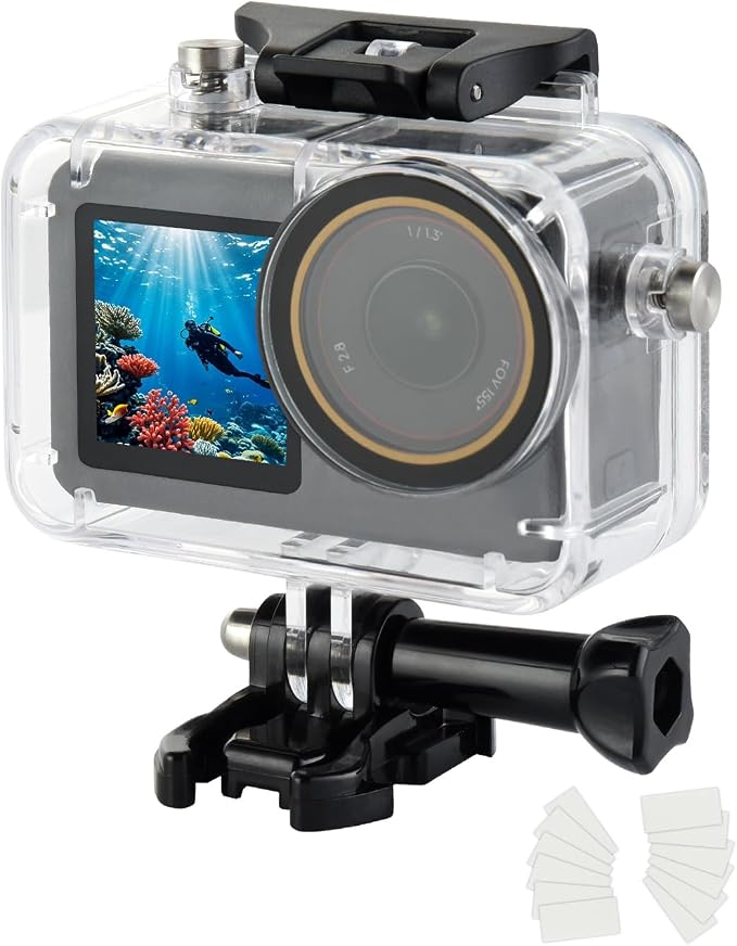 Waterproof Case for DJI Action 5 Pro Action 4/3 Camera Accessories | 164FT/50M Underwater Waterproof Case with Anti-Fog Shell Cage, for Deep Diving Scuba Snorkeling with Quick Release Screw by UTEBIT