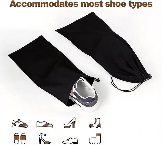 10 Pcs Single Shoe Bags for Travel, Dustproof Drawstring Travel Shoe Bag | 18"X9"shoe travel bag for Packing, Shoe Bag storage Sneaker Travel Bags, Washable Reusable dust bags for Handbags Shoes Toys - Image 3