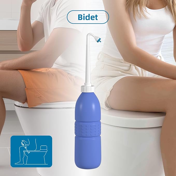 Hibbent 2 Pack 620ml Portable Bidet Sprayer for Women or Men, Handheld Travel Bidet for Personal Hygiene, Jet Spray Bottle for Toilet & Bathroom, Peri Bottle for Postpartum Care, Travel Bag, Purple - Image 4