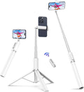 ATUMTEK 68.5" Selfie Stick Tripod, Extendable Aluminum Tripod with Rechargeable Bluetooth Remote, Compatible with iPhone and Android Smartphones, Perfect for Travel, Vlog, Video and Photo, White by ATUMTEK
