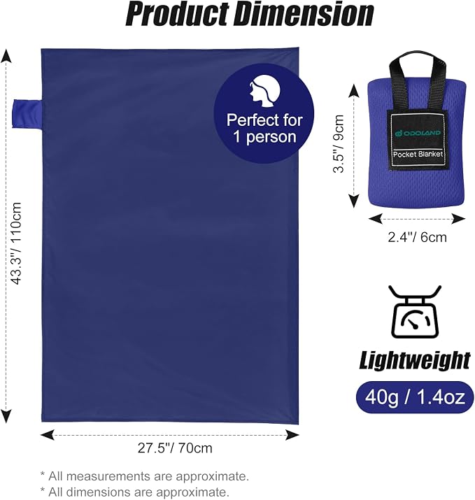 Odoland Sandproof Beach Blanket, Waterproof Portable Mat with Carry Pouch | 43.3“x27.5” Quick Drying & Foldable Lightweight Sand Free Beach Mat Tarp for Hiking, Camping, Travel, Blue - Image 3