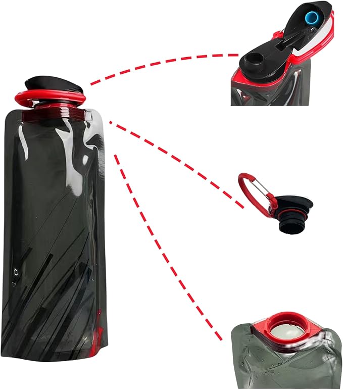 4 Pack 25oz Collapsible Water Bottles, 4 Colors Reusable Leakproof Water Bags for Drinking, Foldable Flat Water Bottles with Clasp for Outdoor Sports Camping Traveling Biking - Image 2