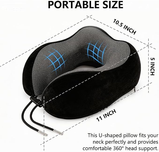 Neck Pillow for Traveling Memory Foam Travel Pillows for Airplanes Head & Neck Support Flight Headrest Sleep - Image 4