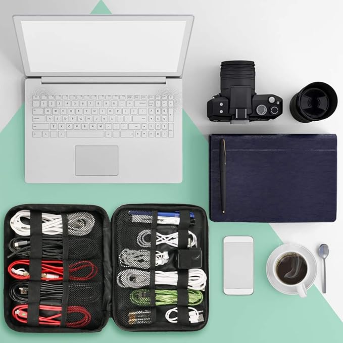MATEIN Electronics Organizer, Waterproof Travel Electronic Case, Black | Portable Double Layer, Cable Storage Bag for Camera Accessories, Cord, Charger, Power Bank, Flash Drive, Phone, SD Card - Image 7