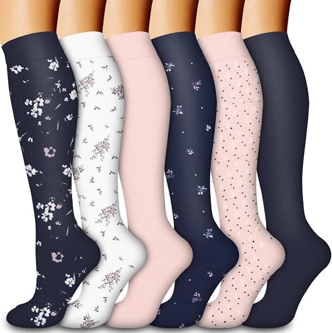 Compression Socks for Women & Men Circulation(6 pairs)-Graduated Supports Socks for Running, Athletic Sports by LaiteHebe