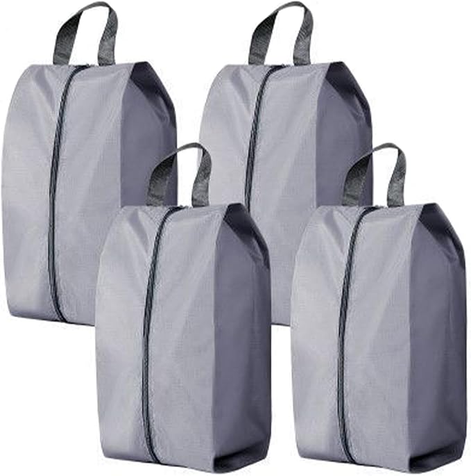 4 Pack Shoe Organizer Set Zippered Shoe Bags with Handles Stylish Portable Nylon Shoe Storage for Travel & Home Ideal Gift for Men & Women (Grey, XL) by BAIMAN