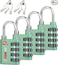 Forge Dual-Opening: Key or Combination Lock, TSA Approved Lock for Luggage, Pelican case, Travel, Gym, School, Luggage Combination Lock, Travel Bag Lock (Green 4 Pk) by Forge