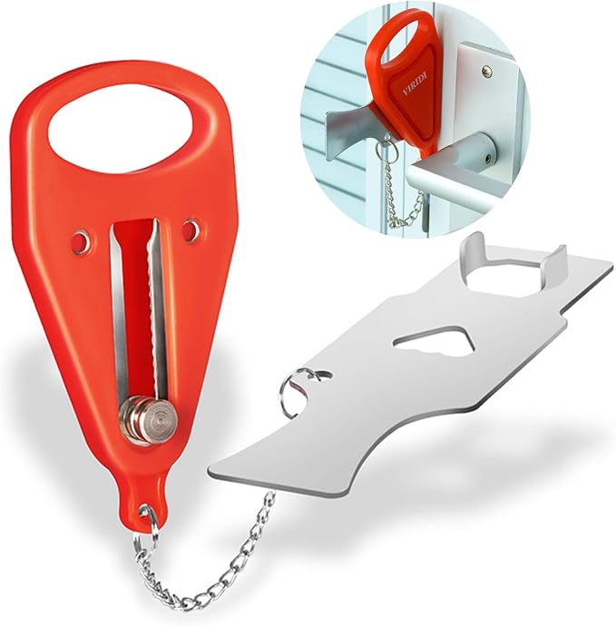 Hotel Door Lock, Portable for Travel Airbnb Apartment, No-Drill Security | Stainless Steel, 4.2oz, No-Tool Install, Inward Door, Rustproof, Compact, for Hotel, Dorm, Rental by VIRIDIEnhanceWell-Being