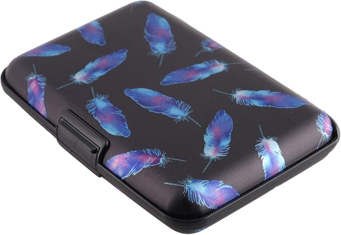 RFID Blocking Credit Card Holder for Men Women - Stylish Travel Wallet - Best protection for Bank Debit, ID, ATM, Cards against Scanning Criminals (feathers) by BOHONG