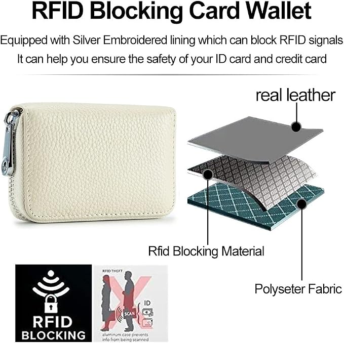 RFID Credit Card Holder Genuine Leather Credit Card Wallet with Zipper | RFID - Image 6