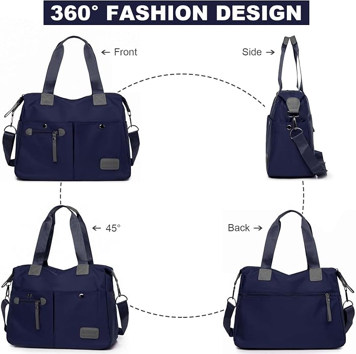 Tote Bag for Women,Multi Pockets Shoulder Handbag,Nurse Bag for Work,Large Cross body Purse,Fashion Nylon Top Handle Satchel - Image 4