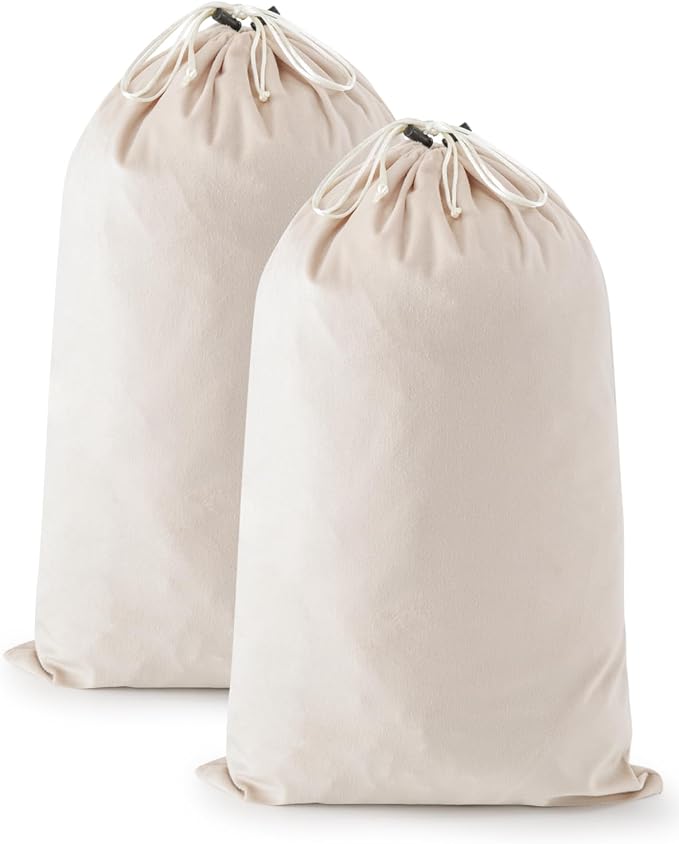 2 Pcs Shoe Bags for Travel, Large Boot Bag, Beige, 21.2x13.3 Inch | Washable & Reusable Travel Shoe Bags, Dustproof Shoe Bags with Drawstring Closure, Suitable for Travel, Home Storage by WelcometoFantasyLife