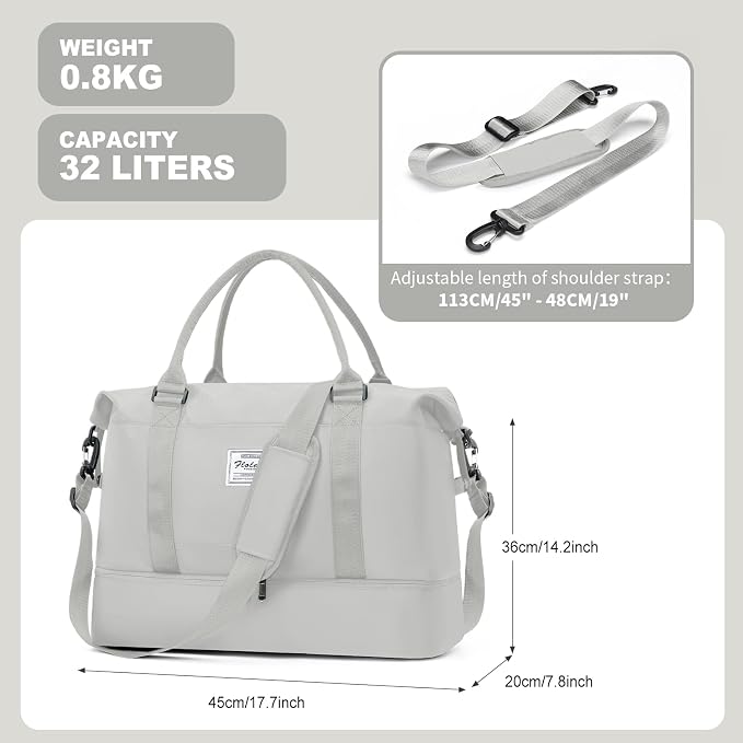Travel Duffel Bag, Sports Tote Gym Bag, Shoulder Weekender Overnight Bag for Women - Image 7