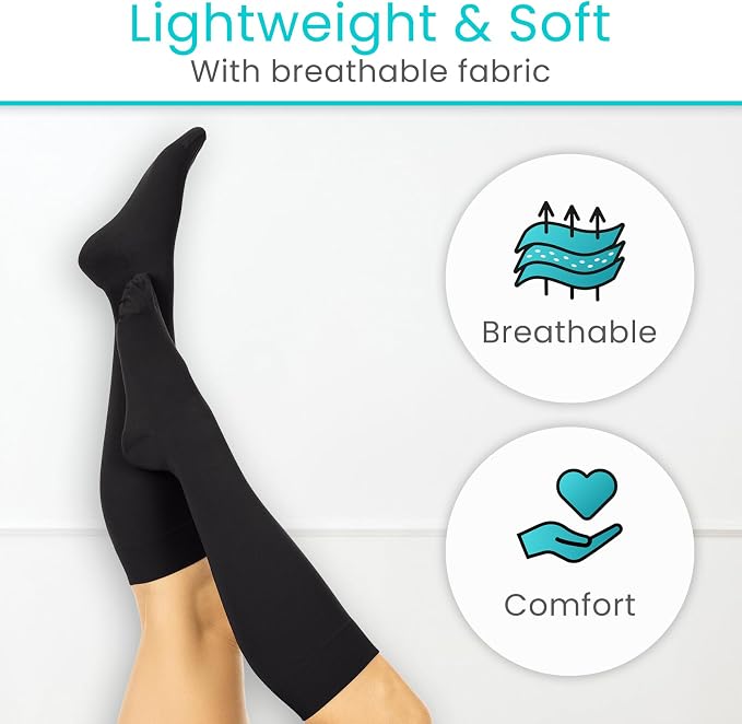 Vive Knee High Compression Socks for Women & Men – 15-20mmHg Medical | Support Stockings for Varicose Veins, Swelling, Soreness & Airplane Travel – Breathable TED Hose for Legs & Feet - Image 8