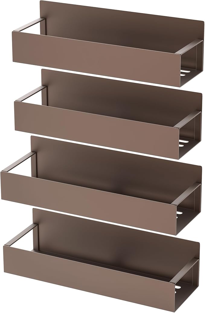 HuggieGems Metal Magnetic Spice Rack for Refrigerator Bronze, 4 Pack | Magnetic Shelves Heavy Duty for Fridge in Kitchen, Seasoning Storage Organizer, For Oven Washer and Dryer, For Heavier Items - Image 6