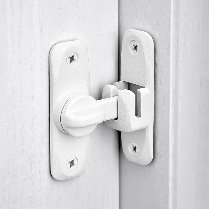 3 Packs Matte White Barn Door Latches,90/180 Degree Gate Lock_B | Zinc Alloy Right Angle Door Lock Latch,Flip Gate Latches,Sliding Door Latch Lock,for Cabinets,Fence Gates,Pet Cage - Image 3