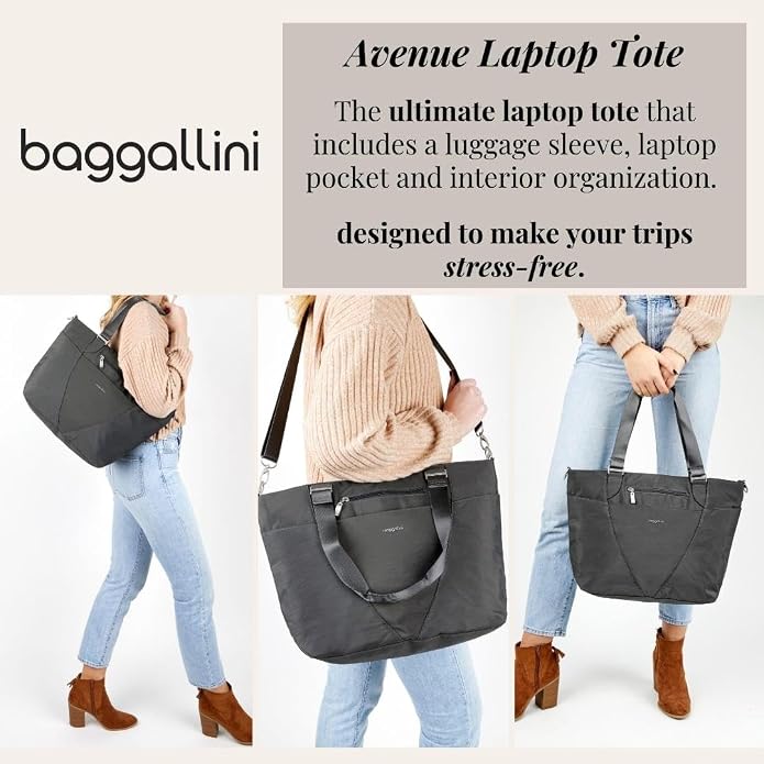 Baggallini Avenue Tote - 12x18 Laptop Tote Bag for Women - Lightweight Work Travel Carry On Bag - Image 3