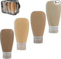 Travel Bottles for Toiletries, TSA Approved 3 oz Leak Proof Silicone Refillable Squeeze Travel Size Containers BPA Free for Cleansers, Lotions, Shampoo w/Clear Bag (Earth Tone Colors) by Lyob