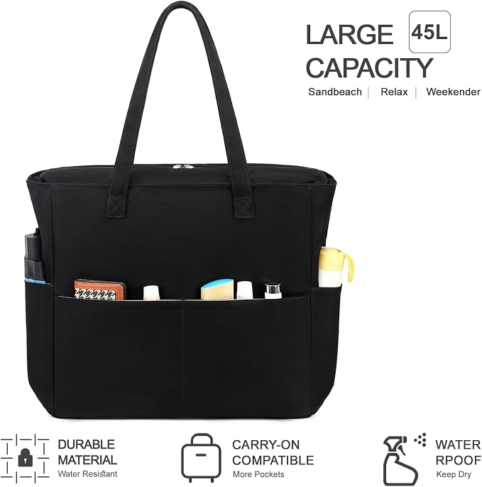LEDAOU Beach Bag Waterproof Sandproof Women Beach Tote Pool Bag with Zipper for Swim Gym Grocery Travel with Wet Pocket | Sandproof - Image 9