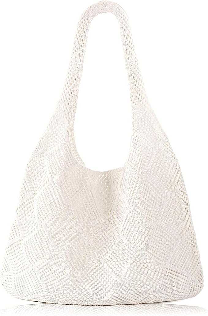 COOKOOKY Crochet Beach Tote bag Summer Beach Bag for Women Aesthetic Mesh Tote Bag Hippie Bag Knit Bag by COOKOOKY