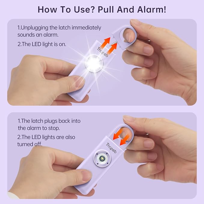 Personal Safety Alarm for Women – Superior Loud Siren & SOS Strobe | Premium Compact & Well-crafted Self Defense Keychain Alarm, College Dorm Essential, Variety of Colors (Purple) - Image 3