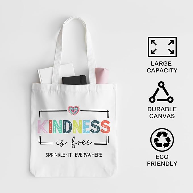 JINYO Preppy Canvas Tote Bag, Inspirational Tote Bags for Women - Image 5