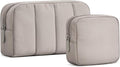 2 Pcs Makeup Bag Travel Toiletry Bag for Women Puffy Padded Cosmetic Pouch Purse Wide-open Makeup Organizer Case Travel Essentials by oscaurt