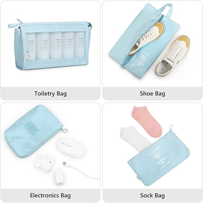 Mossio 9 Set Packing Cubes with Shoe Bag & Electronics Bag - Luggage Organizers Suitcase Travel Accessories - Image 5