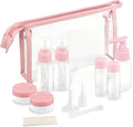 11-Pack Pink Travel Bottles Kit, TSA Approved Leak Proof Portable Toiletry Containers Set, Clear PET Flight Size Cosmetic Containers for Lotion, Shampoo, Cream, Soap by YOFAN