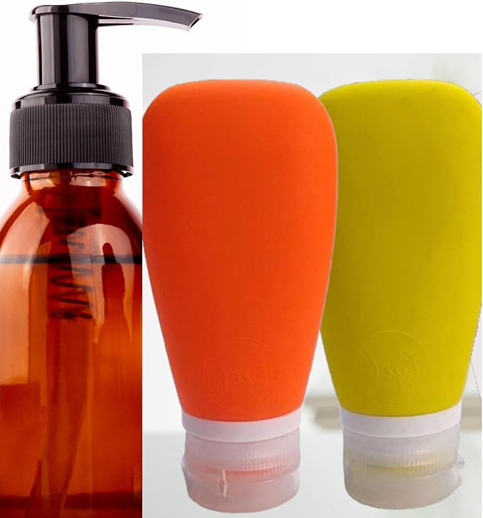 Travel Bottles for Toiletries, TSA Approved 3 oz Leak Proof Silicone Refillable Squeeze Travel Size Containers BPA Free for Cleansers, Lotions, Shampoo for Airplane 2pk (Orange,Yellow) - Image 5