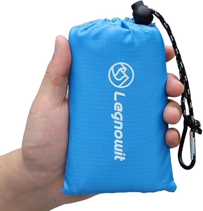 Pocket Blanket, Compact Blanket for Picnic, Beach, Festival | Sandproof, Waterproof, Stakes & Carabiner Included, Packable Lightweight Tarp for Camping, Hiking, Backpacking, Travel by Legowitoutdoor