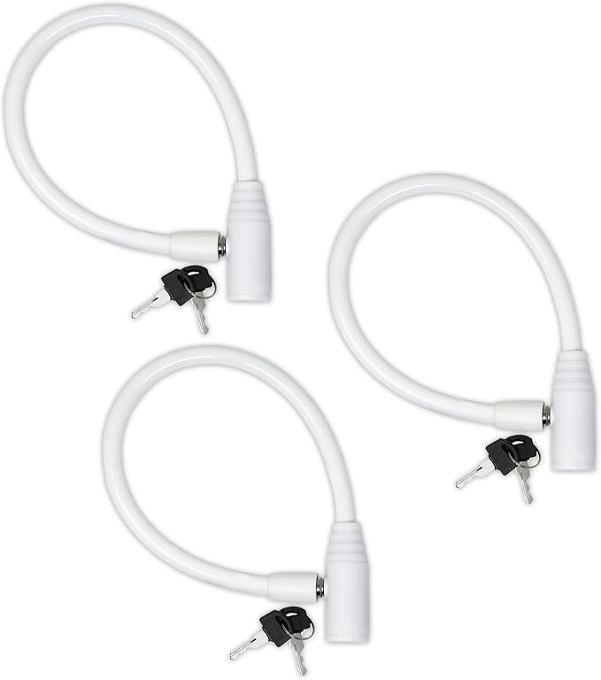 Child-Proof Refrigerator Lock for Kids & Adults - Lock for French Door Fridge and Cabinet (Regular, White, 3 Pack Keyed Alike) by UrbanAugust