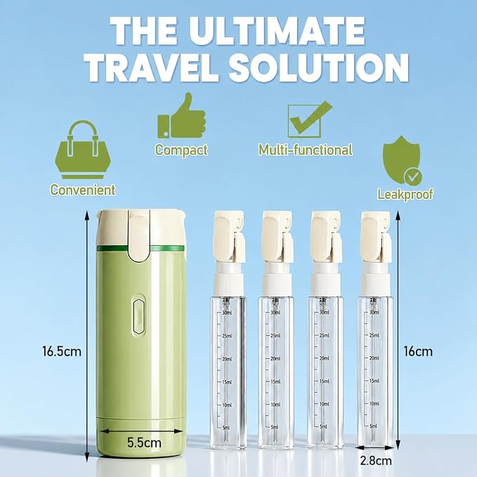 4 in 1 Travel Dispenser Bottles, 30ML Leakproof Travel Bottle Set | Travel Dispenser Bottles,Leakproof&Refillable,For Shampoo,Lotion,Conditioner,Travel Essentials for Unisex With Brush&Funnels - Image 2