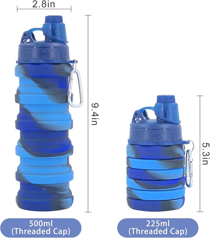 Collapsible Water Bottles Travel water bottle Sports Portable Sport Water Bottle Reusable Water Bottles comes with mountaineering Buckle 500ml silicone Water-proof camping water bottle - Image 6