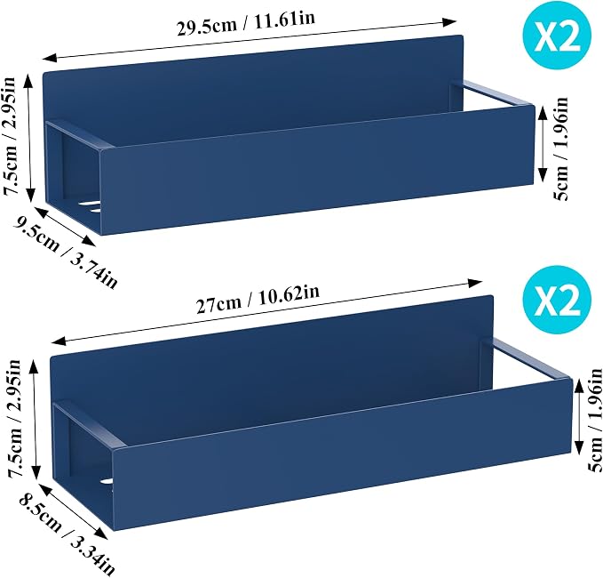HuggieGems Metal Magnetic Spice Rack for Refrigerator Royal Blue, 4 Pack | Magnetic Shelves Heavy Duty for Fridge in Kitchen, Seasoning Storage Organizer, For Oven Washer and Dryer, For Heavier Items - Image 7