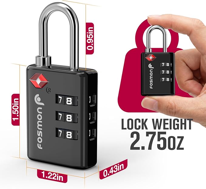 Fosmon TSA Approved Luggage Locks, 3 Digit Combination Padlock, 4 Pack | Open Alert Indicator, Suitcase Travel Lock, Gym Locker Padlock, Travel Bag Zipper, Secure Combination - Image 2