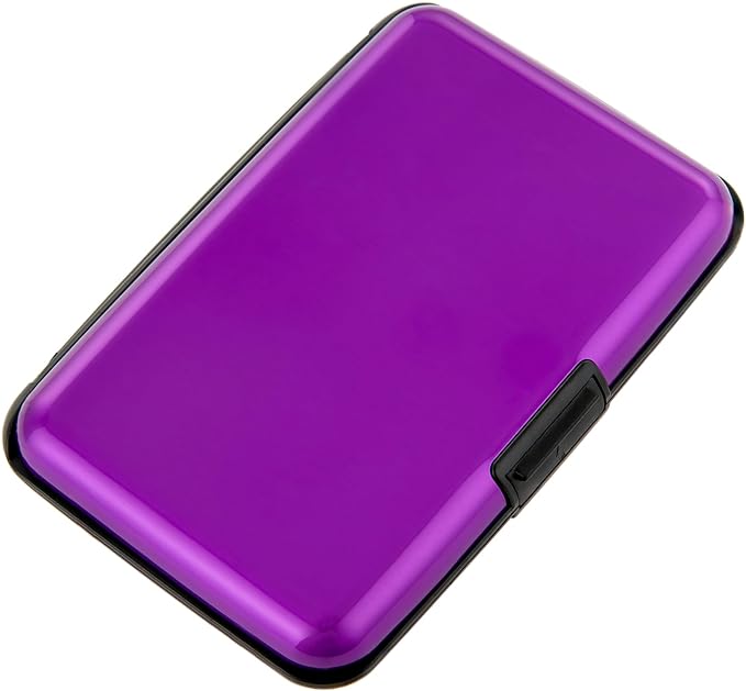 Credit Card Holder, RFID Blocking Metal Card Wallet for Women Men Slim ID Card Holders Protector Aluminum Business Hard Case (Purple) by Kaabao