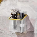 Drill-Free Stick-On Wall Shelves | Space-Saving Floating Organizer for Kitchen, Bathroom & Office | Plastic Storage Shelves for Makeup & Home Decor (Transparent_Gold) by Unknown