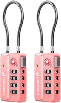 Fosmon TSA Approved Luggage Locks, 4 Digit Combination Cable Travel Lock for Suitcase & Backpack, Heavy Duty Metal Body Padlock with Open Alert Indicator (Pink, 2 Pack) by Fosmon