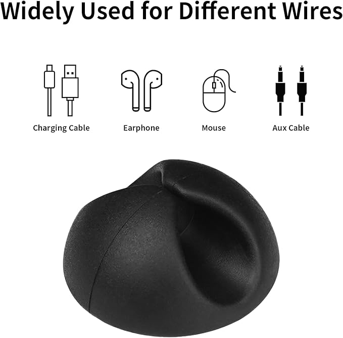 12PCS Black Adhesive Cable Clips Cord Organizer for Wire Management | Residue-Free Strong Adhesive, No-Drill Install, For Charger Headphone Cords, Home Office Desk Car Nightstand, Wire Organizer - Image 3