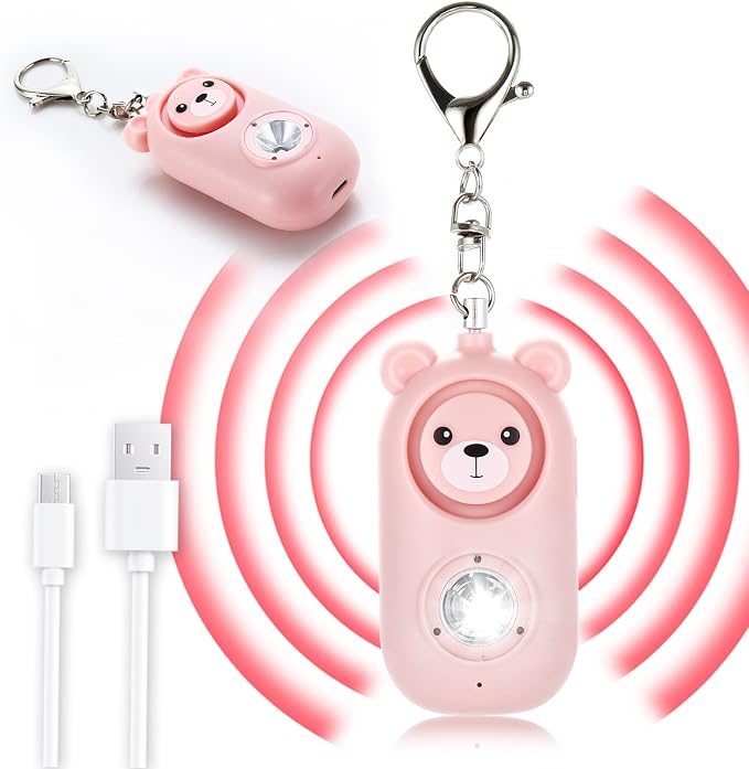 Personal Alarm for Women – 130dB Loud Rechargeable with Led Strobe Light, Self Defense Safety Alarm Keychain for Kids Elderly, Safe Sound Emergency Siren in Danger by SRTKBEU
