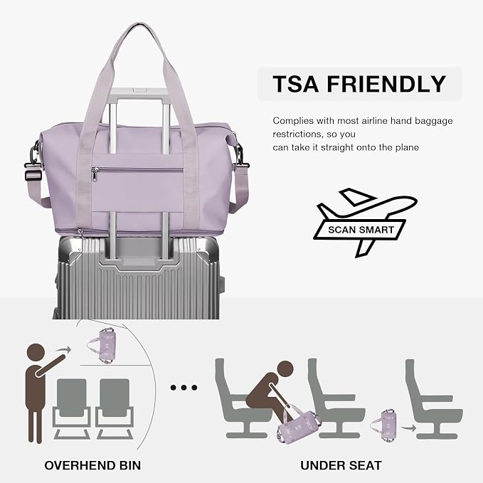 Travel Duffel Bag, Sports Tote Gym Bag, Shoulder Weekender Overnight Bag for Women - Image 4