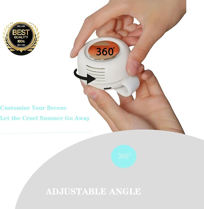 Portable Silent Bladeless Clip On Fan, Mini Fan With Clip, Rechargeable Personal Held Fans, Adjustable 3-Speed Suspended Waist Fans for Outdoor,Camping,Travel,Office (White) - Image 4