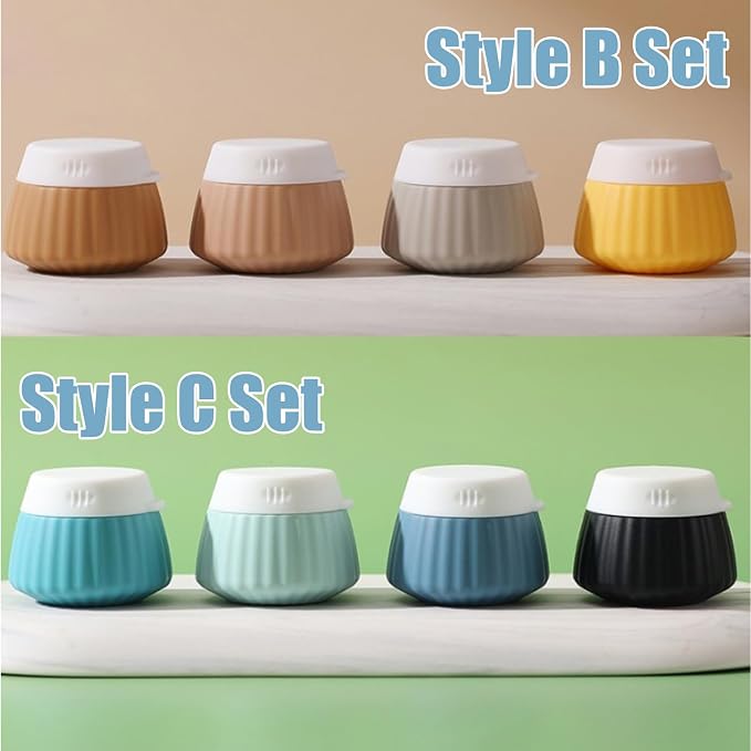 4 Pack Silicone Travel Cream Containers, Refillable Toiletry Jars | Leak Proof Design, Comes with Scoops, Labels & Clear Bag, Perfect for Travel Shampoo, Conditioner and Skincare Toiletries - Image 7