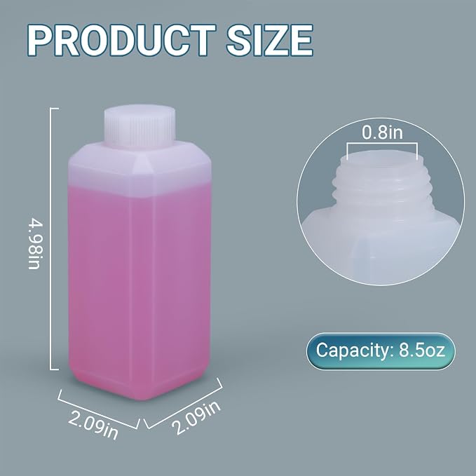 8oz/250ml Leak Proof Plastic Bottles with Caps for Liquids Sample, Reusable Small Bottles Containers for Travel, Camping and Hiking (Translucent, 10 Pcs) - Image 9