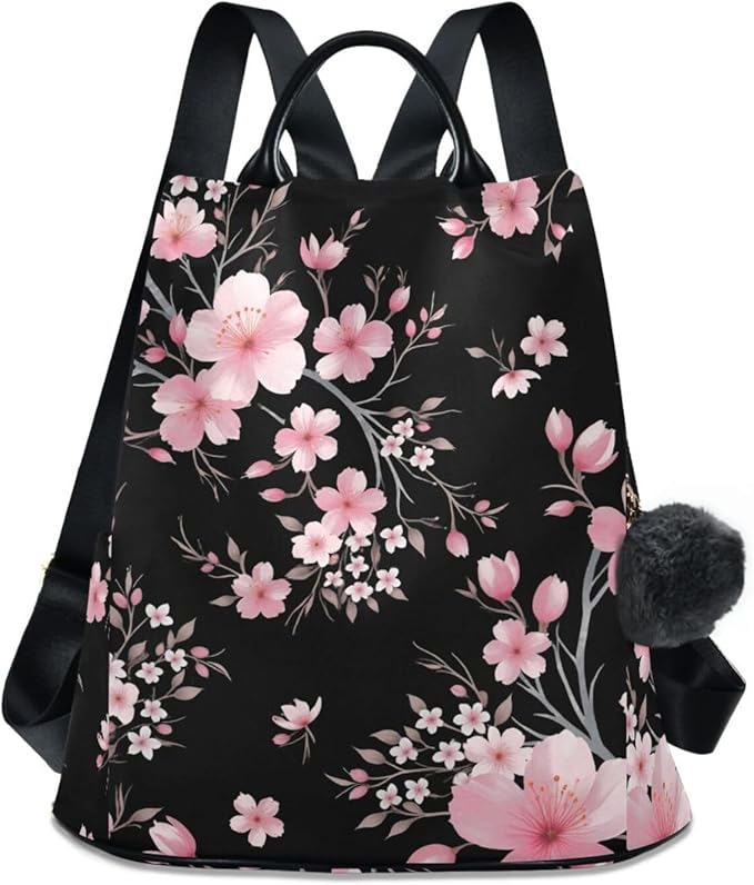 ALAZA Pink Cherry Blossom Flowers Backpack Purse for Women Anti Theft Fashion Back Pack Shoulder Bag by ALAZA