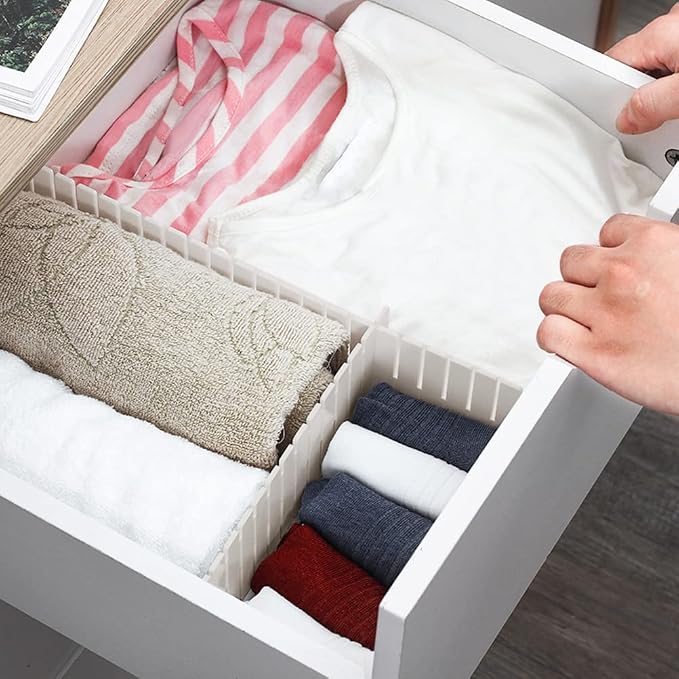 44Pcs Drawer Dividers with Fixing Buckle, Adjustable Drawer Organizer Storage Separator for Clothes, Cutlery, Socks, Underwear, Makeup, Dresser, Kitchen, Bedroom, Office, Bathroom, 14.5 * 2.75in - Image 9
